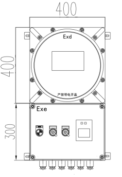 ExdIICT4防爆多功能主機(jī)尺寸圖（單位：mm