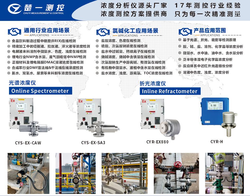 在線折光濃度儀、在線光譜濃度儀在氯堿化工行業(yè)的應(yīng)用場景與通用行業(yè)應(yīng)用場景